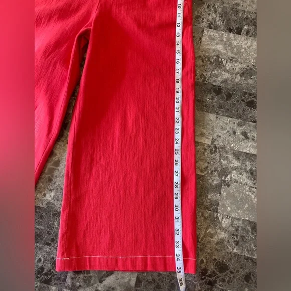 ASTR The Label Nixon Cropped Wide Leg Scarlet Red Denim Pant Womans SZ Med - Picture 10 of 16